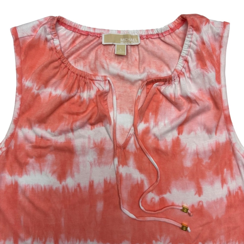 Michael‎ Kors Womens Tank Top Large Pink Tie-Dye Sleeveless V-Neck Casual - Picture 2 of 7